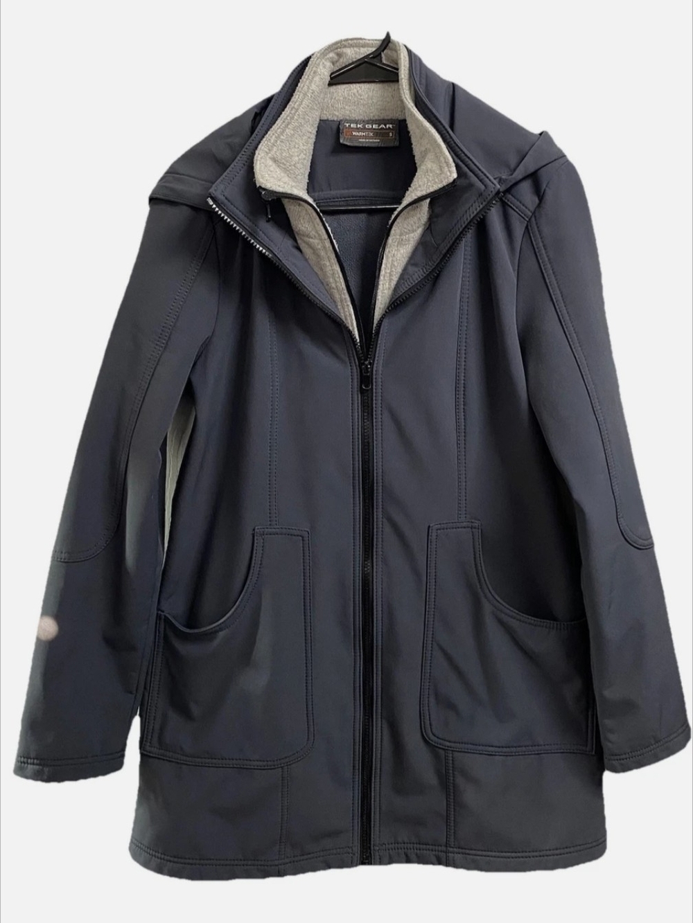 Tek Gear Navy Softshell Utility Jacket with Heathered Gray Fleece Size XL
